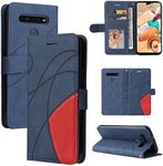 Ttianfa Case Compatible for LG K41S Wallet Flip case,[3 Card Slot] [Magnetic][Stand] Stitching Two-Color Strap PU Leather 360° Shockproof Flip Folio 2& Tempered Screen Protector,Black