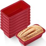 Willinglong 8 Pcs Silicone Mini Loaf Pan Silicone Bread Loaf Pan 6.1 x 3.3 x 1.8 Inch rectangle Silicone Baking Molds Non Stick Mini Cake Pan, Homemade Loaf, Bread and Meatloaf, Red