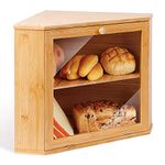 Leader Accessories Corner Bread Bin Bamboo Two-Layer Bread Box for Kitchen Corner fit 12.6"x12.6"x13.4"