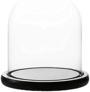 Whole HOUSEWARES | Decorative Clear Glass Dome/Tabletop Centerpiece | Cloche Bell Jar Display Dome Case with Black Wooden MDF Base for Candles | 5.7" D X 10.4" H Glass Dome Display