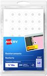 Avery 2360 White Round Self-Adhesive Reinforcements for Punched Holes, Sheeted for Storing in A Binder, 200pk