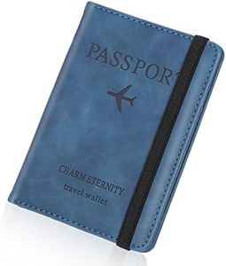 Larkumio Pochette Passeport Porte Feuille Voyage, Protege Passeport avec Etui Anti RFID, Porte Passeport en Cuir PU pour Hommes et Femmes Accessoires de Voyage (Bleu)