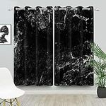 Uiiooazy Blackout Curtains Window Drapes Thermal Insulated Curtains Black White Marble Room Darkening for Living Room Bedroom Window Treatments 2 Panels Set 42x84 inches