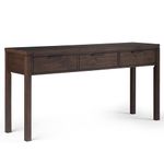 SIMPLIHOME Hollander Solid Wood 60 inch Wide Wide Console Sofa Entryway Table in Warm Walnut Brown with Storage, 3 Drawers, for The Living Room, Entryway and Bedroom