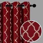 Zahari Home Compton Foil Print Polyester Top Grommet Blackout Window Curtain Drapes for Living Room Bedroom Decor, 52"x84", Single Panel, Burgundy