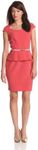 Danny & Nicole Women's 24909m Solid Peplum Dress - Orange - 16