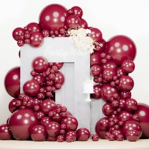 PartyWoo Pearl Burgundy Balloons, 138 Pcs Different Sizes Pack of 18, 12, 10, 5 Inch Maroon for Garland or Arch Party Decorations, Red-Z61