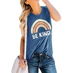 Fuyxxmer Womens Be Kind Tank Tops Rainbow Graphic Tee Summer Sleeveless Tops for Women