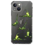 CARLOCA Compatible with iPhone 14 Pro Case for Girl,Clear with Four Yoga Frog Pattern Design Plastic Shockproof TPU Bumper Protective Case for Apple iPhone 14 Pro