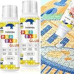 2 Pack 120ml Jigsaw Puzzle Glue with New Sponge Head, Suitable for 1000/3000/5000 Pieces of Paper and Wood Puzzle, Clear Water-Soluble Quick Dry Jigsaw Puzzle Glue, 240ml in Total