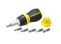 STANLEY Multi Screwdriver, Stubby Ratcheting, Including 6 Interchangeable Bits (66-358)