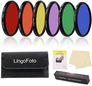 LingoFoto 6pcs Round Full Color Lens Filter Set Red Orange Yellow Green Blue Purple+ 6 Pockets Filter Pouch+3 Lens Cleaning Tool (82mm)