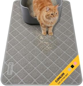 Conlun Cat Litter Mat Litter Trapping Mat, Cat Litter Tray Mat, Premium PVC Grid Mesh Scatter Control Design Litter Box Mat, Waterproof Urine Resistant Material, Easy to Clean, 61 x 43cm Grey