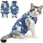 Eyein Cat Recovery Suit, Comfortable Cat Surgery Recovery Suit, Cone Collar Alternative for Female Male Cats, Kitten Onesie Pet Surgical Spay Recovery Suit for Abdominal Wound Skin Diseases(M)