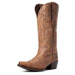 ARIAT Women's Heritage X Toe Elastic Wide Calf Western Boot, Distressed Brown, 10