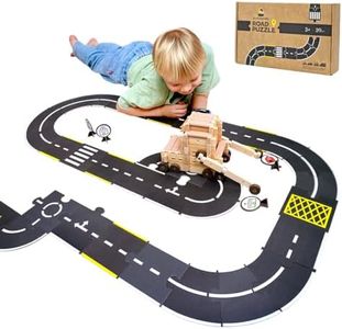 Jovi-mindly ＆Notchies 39 Pieces Cardboard Road Puzzle Car Track Flexible Race Track for Kids Car Truck/Kids Travel Toys/Stem Toys Activities for Ages 3+ Boy and Girl