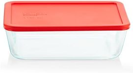 Pyrex Simply Store Glass Food Storage Container, Snug Fit Non-Toxic Plastic BPA-Free Lids, Freezer Dishwasher Microwave Safe, 11 Cup