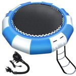 GYUEM Water Trampoline, 12ft Floating Lake Trampoline with Electric Pump & Rope Ladder, Inflatable Water Bouncer for Lake, Heavy Duty Water Trampoline for Adults, Teenagers