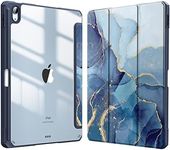 Fintie Hybrid Slim Case for iPad Air 11-inch M2 (2024), iPad Air 5th Generation (2022) / iPad Air 4th Gen (2020) 10.9 Inch - Shockproof Cover with Clear Back Shell & Pencil Holder (Ocean Marble)