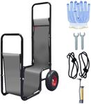FLITURE Log Cart with Wheels Steel Woods Holder Outdoor-Indoor Storage Rack - 250 lbs Load Capacity