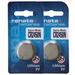 Renata 2450N Cr 2450 3V Swiss Made Lithium Battery Coin Cell (Silver) Blister Pack of 2 Pieces