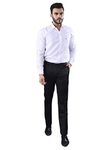 RUACE Men's Satin Black Smart Slim Formal Trousers (Black, 32)