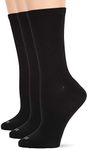 HUE womens Super Soft Crew Sock 3 Pair Pack, Black/Black, One Size