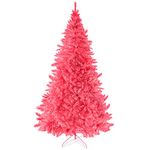 Prextex 1.8M Pink Christmas Tree - Artificial Canadian Fir Small Christmas Trees w/Metal Stand, 1200 Tips, Perfect Home Decor, Living Room and Kitchen - Compact Easy to Store (1.8M/6Ft, Pink Tree)