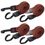 Fifod Adjustable Flat Bungee Cord with Hooks, 4 Pack Bungie Straps Long Bungi Rope for Hand Carts, Heavy Duty Cargo, Luggage Rack, Camping, Gardening, Clothesline