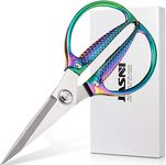 Jasni Fish pattern Powerful kitchen scissors Heavy Duty Multi-Purpose Color Titanium Coating Forged Stainless Steel Shears Student Office Home scissors Folding Fishing scissors (Power scissors)