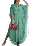 Bsubseach Kaftan Dresses for Women Bathing Suit Cover Up Plus Size Beach Caftan Coverup Dress Light Green