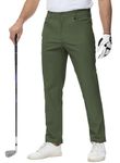 TBMPOY Men's Golf Pants Stretch Dress Lightweight Waterproof Outdoor Hiking Work Pants with Pockets Blackish Green 38