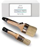 Chalk Wax Paint Brush – 2 PCs 1 Round Paint Brush Furniture Painting 1 Oval Chalk Paint – Bristle Paint Brushes Set Suitable for Chalk Paint Wax - Home Decor – Cabinets - Stencil - Milk Paint