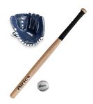 Airic Wooden Basebat with Ball and Premium Gloves Baseball Kit (Natural)