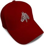 Speedy Pros Baseball Cap Horse Riding Equestrian Embroidery Acrylic Dad Hats for Men & Women Strap Closure Burgundy Design Only