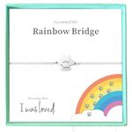 Rainbow Bridge Dog Memorial Bracelet Paw Print Design in Silver, Gold Colour, Personalise Name Engrave, Packed with Message Card and Gift Box Dog Memorial Gift