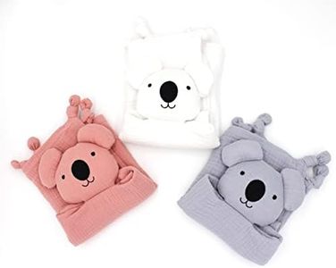 Organic Cotton Muslin Comforter, Organic Cotton Muslin Koala Security Blanket Soft & Breathable Baby Gifts for Boys and Girls (White)