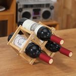 HOKIPO Wooden 3 Wine Bottle Holder Rack (AR-4766)