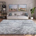 Rugs Living Room Fluffy Area Rug for Bedroom Shaggy Carpet Anti Slip Rugs Soft Modern Plush Carpets Suitable for Home Decor (Grey White, 6.5 * 10ft(200 * 300cm))