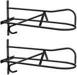 Buryeah 2 Sets Saddle Rack Saddle Stand Wall Mounted Saddle Rack Stand for Western Saddles, Black, Installing Screws Included (Classic)