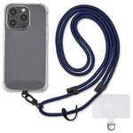 Golifyne Universal Phone Lanyard, Anti-Theft Crossbody Strap for iPhone 16 Pro Max and Most Smartphones, Adjustable Cell Phone Neck Holder w/ 2 Non-Adhesive Tether Tabs for Men and Women, Navy/Black