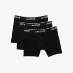 Lacoste Men's Essential 3 Pack Allover Croc Boxer Briefs, Black, Medium