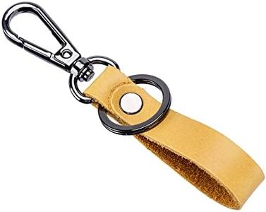 JIUFENG Keyrings Car Key Holder Simple Genuine Leather Keychains Pendant Key Rings Unisex (Yellow)