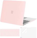 MOSISO Case Only Compatible with Microsoft Surface Laptop Go 3/2/1 12.4 inch 2023-2020 Release (Models: 2013 & 1943), Protective Plastic Hard Shell Case&Keyboard Cover&Screen Protector, Chalk Pink