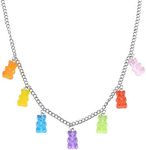 KURTCB Gummy Bear Necklace Y2k Colorful Resin Crazy Aesthetic Necklace Bracelet Hairpin for Women, Resin