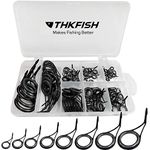 THKFISH Fishing Rod Guide Repair Kit Spinning Rod Guides Ceramics Stainless Steel Carbon Guide Repair 8 Sizes Black 75pcs