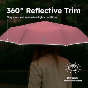 Weatherman Umbrella - Premium Small Compact Mini Umbrella for Travel - Windproof Umbrella Resists Up to 45 MPH Winds - Travel Umbrellas for Rain, Wind, Purse, Pocket, Backpack, Car - Portable Travel Umbrella Easy Auto Open Close w/ Strong Fiberglass Frame (Neon Pink)