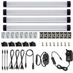 AIBOO LED Under Cabinet Lighting Kit,Kitchen Light Bar with Dial Dimmer Switch for Counter Cupboard Closet Lighting (6000K Daylight White, 4 Panels)