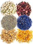 A D Food & Herbs Combo of Dried Jasmine/Lavender/Hibiscus/Blue Corn/Chamomile/Calendula Flower Petals Aromatic Edible for Homemade Lattes,Tea Blends,Bath Salts,each pack (20 Gms)