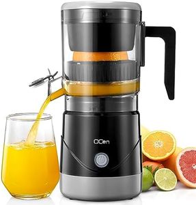 QCen Electric Citrus Juicer, Portable Orange Squeezer for Orange, Lemon, Grapefruit, One Touch Operation, Easy to Use and Clean, Electric Orange Juicer with Cleaning Brush (Black)